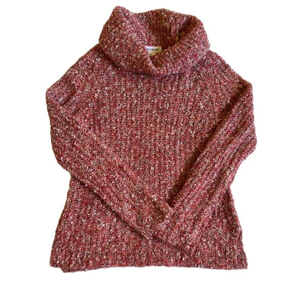 Skye's The Limit Women's Open Knit Cowl Neck Sweater Size S Marled Red Boho - Picture 10 of 14